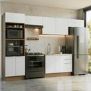 Ver imagem 1 de Armário de Cozinha Completa 350 x 60 cm Rustic/Branco Veludo Lux Madesa 02