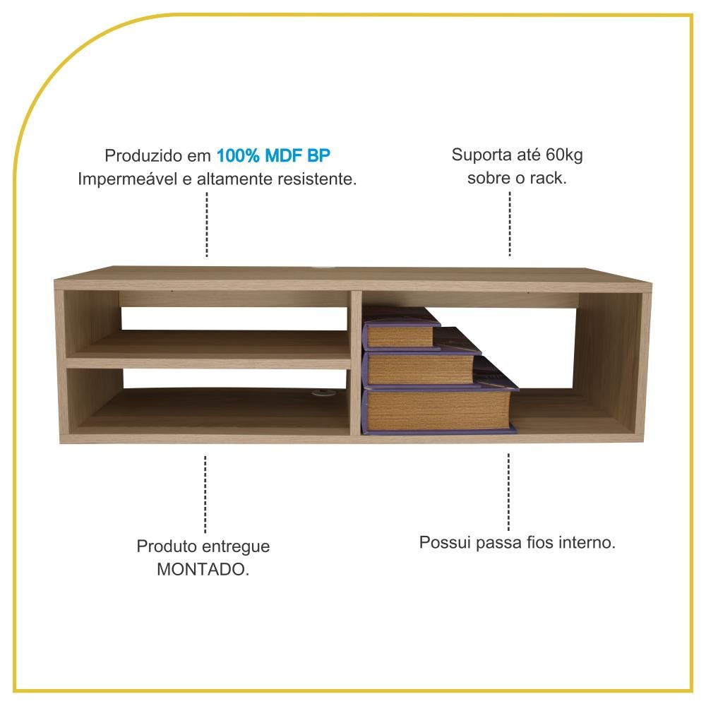 Rack Suspenso para Tv/dvd/vídeo Game, com Nicho 100% Mdf - 3