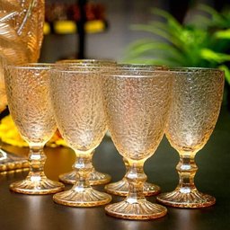 Jogo com 6 Taças Locher de Vidro Âmbar de Agua ou Suco 340ml - 3