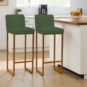 Ver imagem 1 de Kit 2 Banquetas Andy Moderna Ferro Dourado Estofado Suede Verde