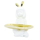 Ver imagem 1 de Escultura em Resina Branca Menina com Bandeja em Metal Dourado