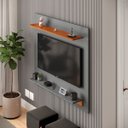 Ver imagem 4 de Painel Sala Rack para Quarto Tv 43 Polegadas Prime com Passa-cabos em Mdf/mdp - Jm3 Móveis:cinza
