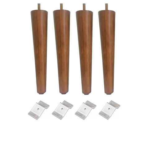 Kit 4 Pé Palito 25cm Amêndoa Marrom Claro + Chapinha Inclinada