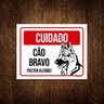 Kit 5 Placas Cuidado Cão Cachorro Bravo Pastor Alemão - 1