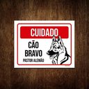 Ver imagem 1 de Kit 5 Placas Cuidado Cão Cachorro Bravo Pastor Alemão