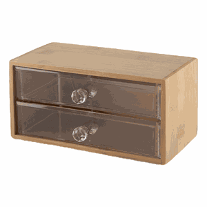 Caixa Organizadora com 2 Gavetas Maquiagem Bambu Acrílico Pgb Caixa 2 Gavetas Bambu