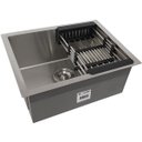 Ver imagem 2 de Cuba Quadrada Inox 304 Cozinha Pia Embutir Sobrepor Gourmet 50x40 Premium Lixeira Embutir 5l,tábua M