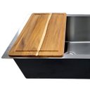 Ver imagem 4 de Cuba Quadrada Inox 304 Cozinha Pia Embutir Sobrepor Gourmet 50x40 Premium Lixeira Embutir 5l,tábua M
