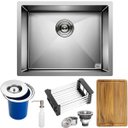 Ver imagem 1 de Cuba Quadrada Inox 304 Cozinha Pia Embutir Sobrepor Gourmet 50x40 Premium Lixeira Embutir 5l,tábua M