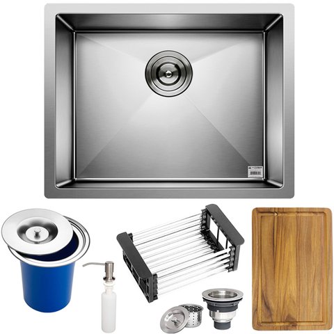 Cuba Quadrada Inox 304 Cozinha Pia Embutir Sobrepor Gourmet 50x40 Premium Lixeira Embutir 5l,tábua M