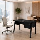 Ver imagem 1 de Mesa Escrivaninha 120cm x 60cm com Gaveteiro Suspenso e Tampo Chanfrado F5 Office Cor:Preto