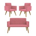 Ver imagem 1 de Kit Namoradeira + 02 Poltronas Decorativas Nina Rosa