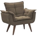 Ver imagem 2 de Conjunto 2 Poltronas Decorativas Opala e 1 Puff Redondo Pés Palito Suede Cappuccino UlissesDecor