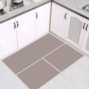 Ver imagem 1 de Jogo Tapetes Passadeira Cozinha 3 Pç Antiderrapante Egípcio - Marrom