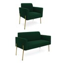 Ver imagem 1 de Namoradeira e Poltrona Pé Ferro Dourado Marisa Bouclê Verde D03 - D’Rossi