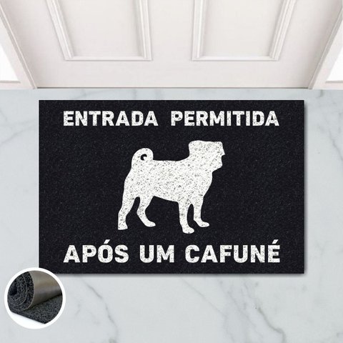 Tapete Capacho Entrada Cafuné Pug 60x40 Cachorro Pet Focinho