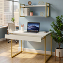 Ver imagem 1 de Kit Home Office Escrivaninha Industrial com Gaveta e Prateleira 100% Mdf Premium e Aço