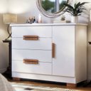 Ver imagem 1 de Cômoda Sapateira 4 Gavetas 1 Porta Brescia em MDF Branco