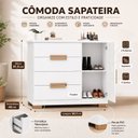Ver imagem 4 de Cômoda Sapateira 4 Gavetas 1 Porta Brescia em MDF Branco