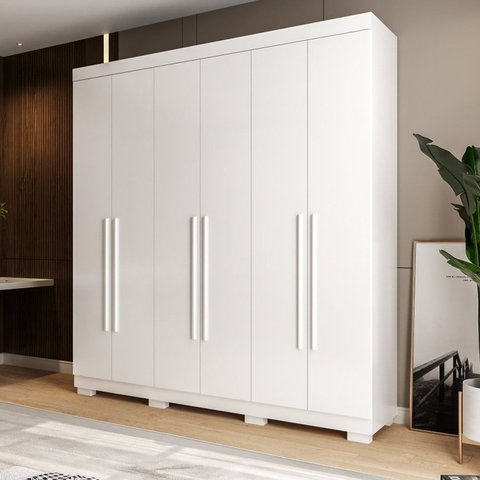 Guarda-Roupa Casal 6 Portas 199cm Willow Espresso Móveis Branco