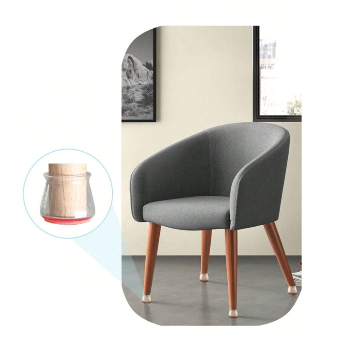 Protetor de Silicone 8 Peças Cadeira Mesa Moveis Pes Protege Ceramica Piso Anti Ruido Anti Risco Res - 5