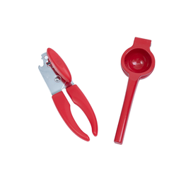 Kit abridor de lata espremedor de limão 2 pç vermelho– Oikos - 1