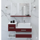 Ver imagem 3 de Kit Gabinete Mdf para Banheiro com Cuba e Espelheira 65cm:branco/vermelho