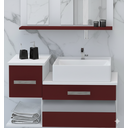 Ver imagem 2 de Kit Gabinete Mdf para Banheiro com Cuba e Espelheira 65cm:branco/vermelho