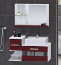 Ver imagem 1 de Kit Gabinete Mdf para Banheiro com Cuba e Espelheira 65cm:branco/vermelho