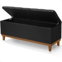 Ver imagem 2 de Recamier Baú Dubai Corino Preto Queen 1,50m Estofado Base Madeira