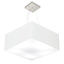 Ver imagem 1 de Lustre Pendente Quadrado Md-4071 Cúpula em Tecido 30/70x70cm Branco - Bivolt