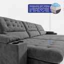Ver imagem 5 de Sofá Retrátil e Reclinável 3,95m Arena com Molas Ensacadas e Carregador USB-C Boucle Cinza Escuro