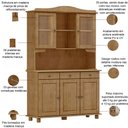 Ver imagem 4 de Armário de Cozinha Rústico com Cristaleira 5 Portas 3 Gavetas Lazuli F06 Freijó - Lyam Decor