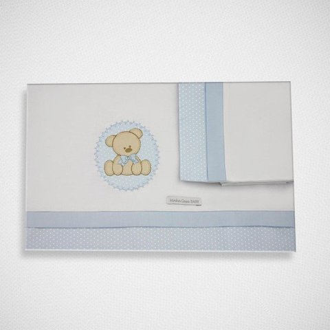 Lençol de Carrinho Urso Bolacha Azul
