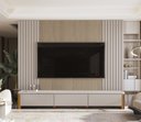 Ver imagem 1 de Rack Monaco com Painel Sierra para TV até 84 Polegadas 3 Gavetas Ripado MDF/MDP Pés em Madeira
