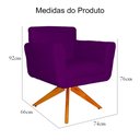 Ver imagem 5 de Poltrona Decorativa com Base Giratória de Madeira Quarto Isabella Veludo Roxo - Lm Decor