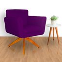 Ver imagem 1 de Poltrona Decorativa com Base Giratória de Madeira Quarto Isabella Veludo Roxo - Lm Decor