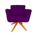 Ver imagem 2 de Poltrona Decorativa com Base Giratória de Madeira Quarto Isabella Veludo Roxo - Lm Decor