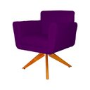 Ver imagem 3 de Poltrona Decorativa com Base Giratória de Madeira Quarto Isabella Veludo Roxo - Lm Decor