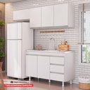 Ver mais imagens de Cozinha Planejada Lux 3 Peças 100%mdf Balcão Gabinete sem Tampo 119cm 3 Gavetas Branco - Desk