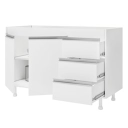 Cozinha Planejada Lux 3 Peças 100%mdf Balcão Gabinete sem Tampo 119cm 3 Gavetas Branco - Desk - 2 Cozinha Planejada Lux 3 Peças 100%mdf Balcão Gabinete sem Tampo 119cm 3 Gavetas Branco - Desk - 2