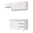 Ver imagem 1 de Cozinha Planejada Lux 3 Peças 100%mdf Balcão Gabinete sem Tampo 119cm 3 Gavetas Branco - Desk