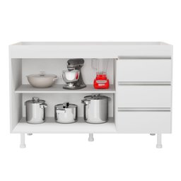 Cozinha Planejada Lux 3 Peças 100%mdf Balcão Gabinete sem Tampo 119cm 3 Gavetas Branco - Desk - 6 Cozinha Planejada Lux 3 Peças 100%mdf Balcão Gabinete sem Tampo 119cm 3 Gavetas Branco - Desk - 6