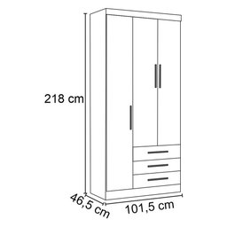 Guarda Roupa Modulado 3 Portas 277 Slim Areia/Jequitiba - Eucamóveis - 3
