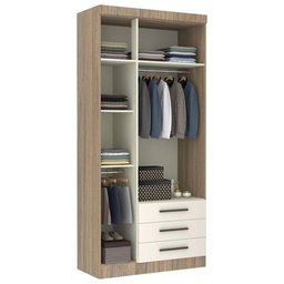 Guarda Roupa Modulado 3 Portas 277 Slim Areia/Jequitiba - Eucamóveis - 4