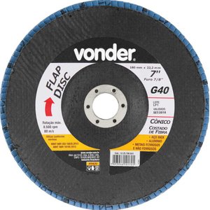 Flap disc 7" g40 costado fibra cônico p/ aço carbono e inox