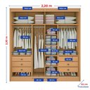 Ver mais imagens de Guarda-roupa Casal 2 Portas 6 Gavetas 100% Mdf Hawai Ripado