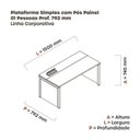 Ver imagem 3 de Escrivaninha Mesa Escritório PSCPP150 150cm Industrial Grafito e Branco Cinza