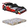 Cama Carro Infantil + Colchão Formula 1 Vermelho 100% MDF J&A Móveis - 1