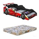Ver imagem 1 de Cama Carro Infantil + Colchão Formula 1 Vermelho 100% MDF J&A Móveis